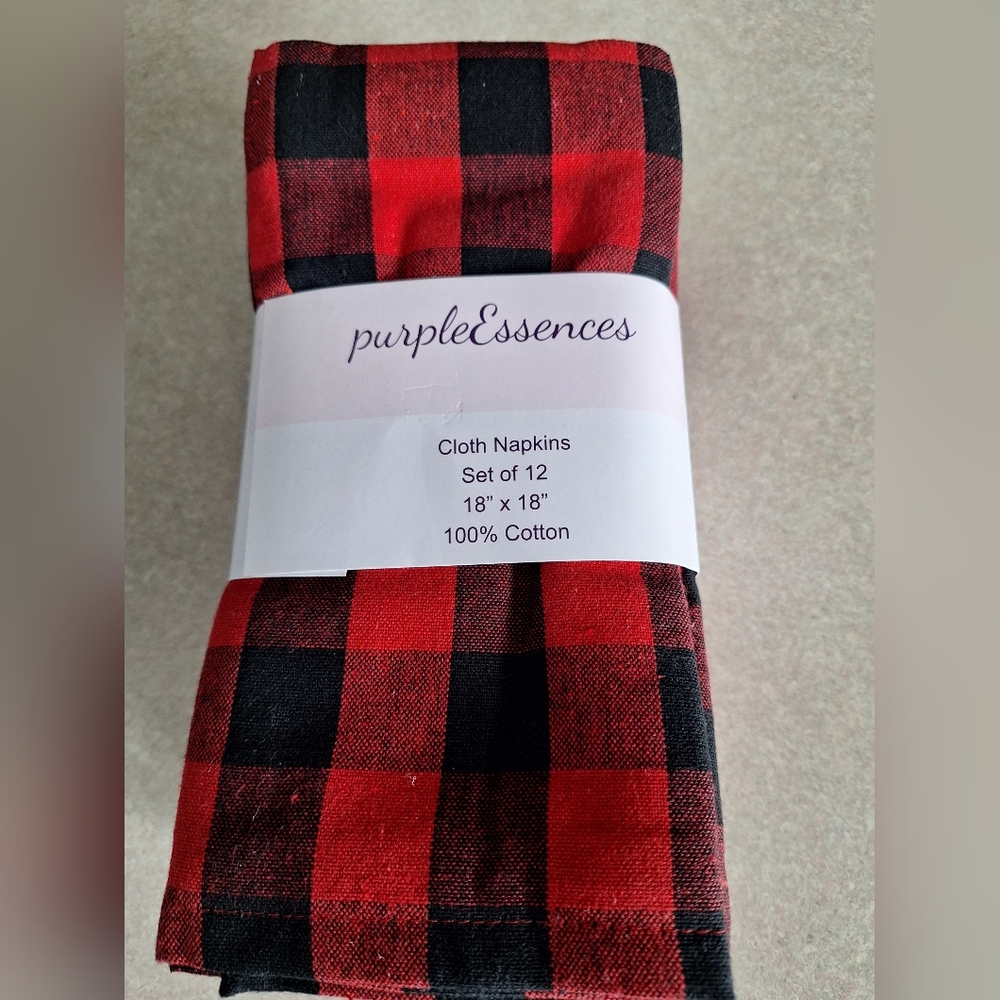 Cloth Napkins "Purple Essences" Set Of 12 New